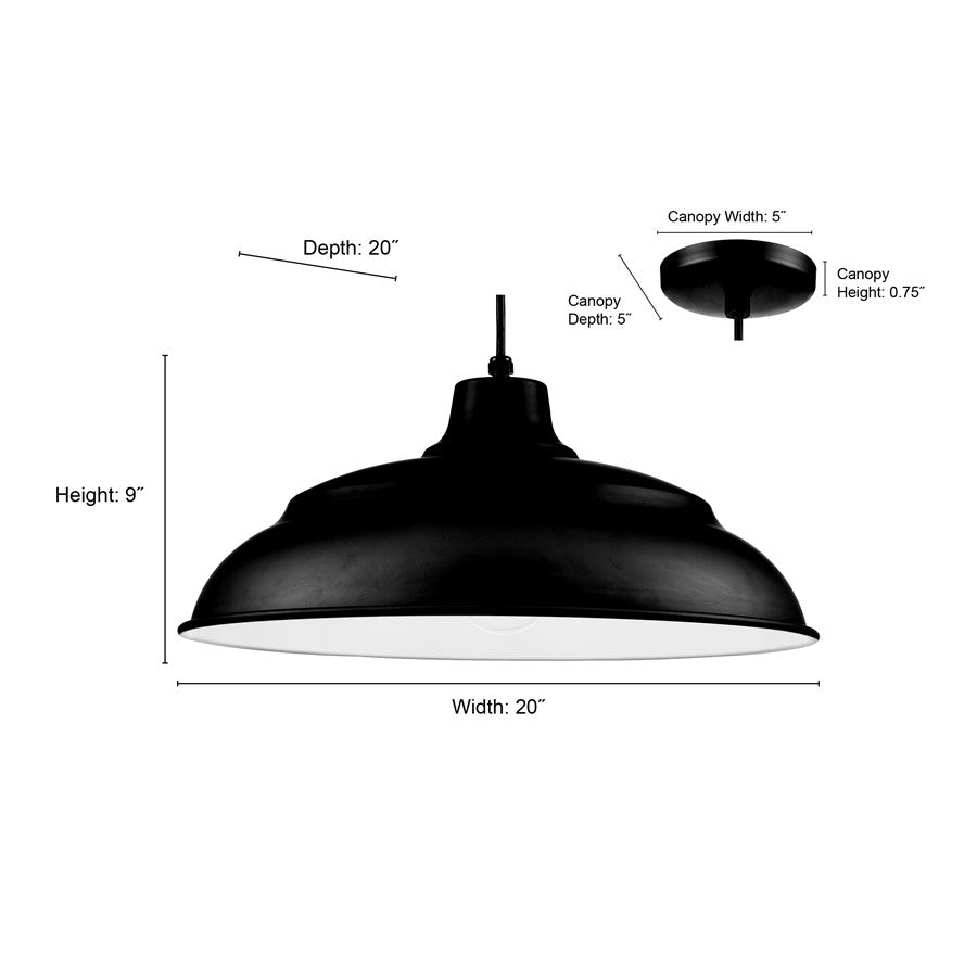Millennium R Series 1Lt Cord Hung Aluminum Warehouse, Satin Black