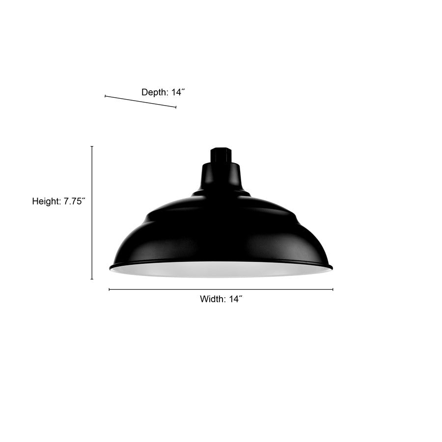 Millennium R Series 1Lt 14" Aluminum Warehouse Shade, Satin Black