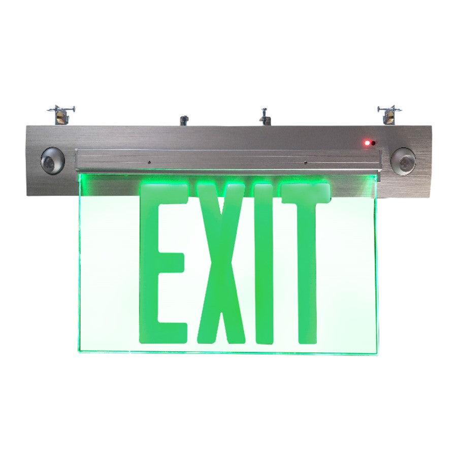 RP Lighting Exit/EM Combo Recessed, Green Single Face, Clear - RXEL35GBA