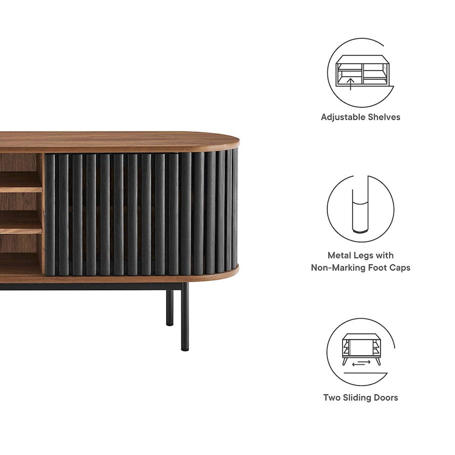 Modway Fortitude 71" TV Stand, Walnut/Black