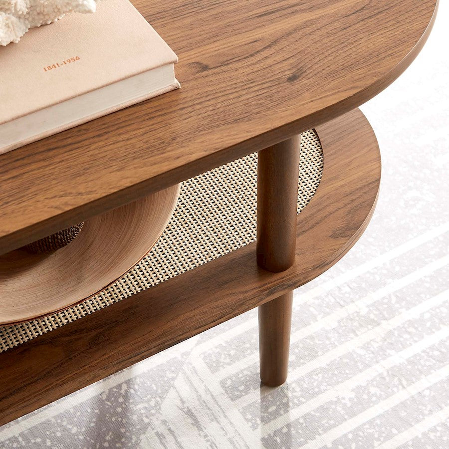 Modway Torus Oval Coffee Table, Walnut