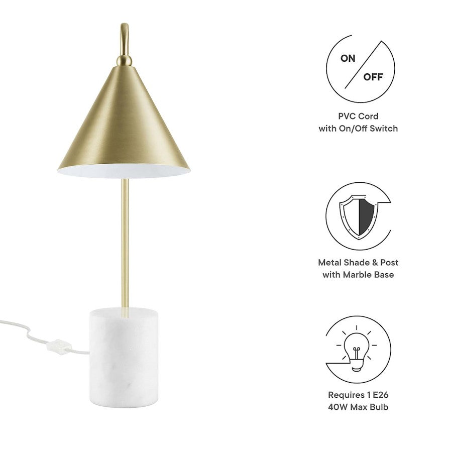 Ayla Marble Base Table Lamp, Satin Brass