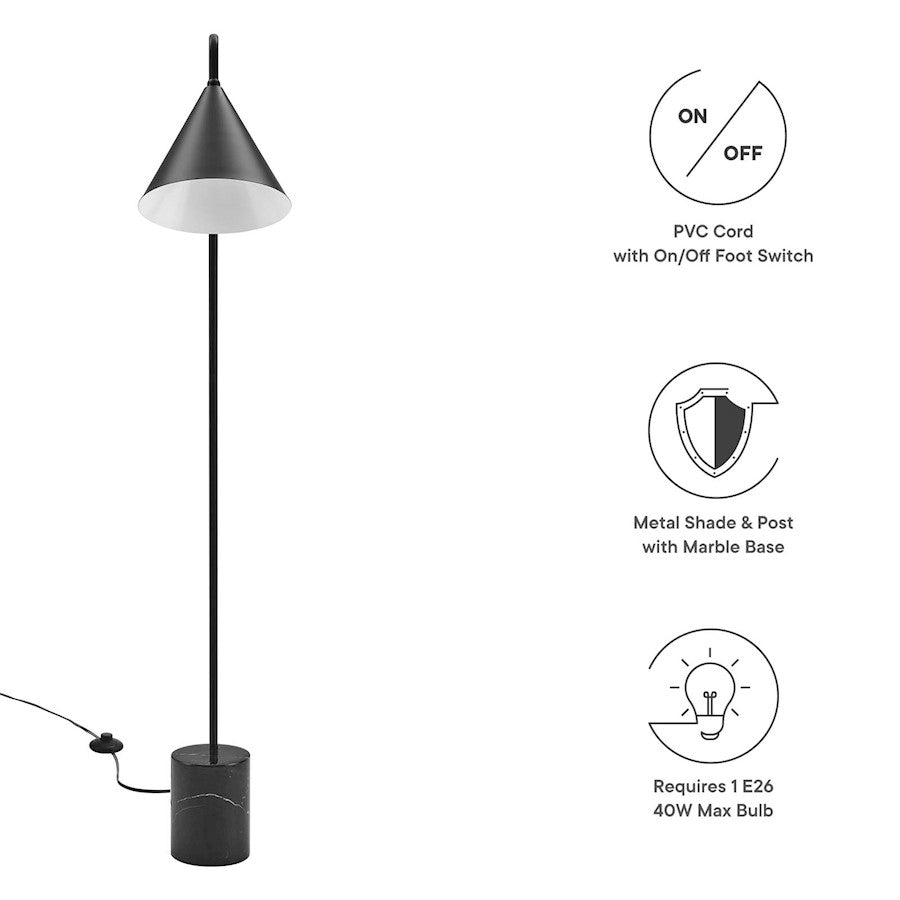 Modway Ayla Marble Base Floor Lamp, Black