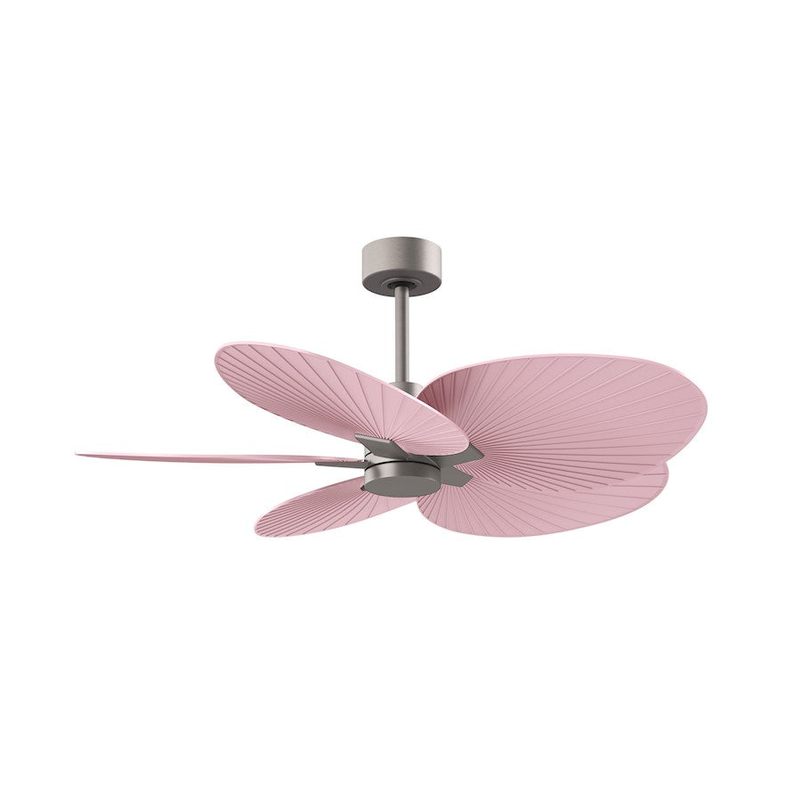 Matthews Fans Alessandra Tropical 48in 5-Blade Ceiling Fan | Transitional Brushed Nickel and Light Pink ABS | Covered Patio | Model AKTP-BN-PI