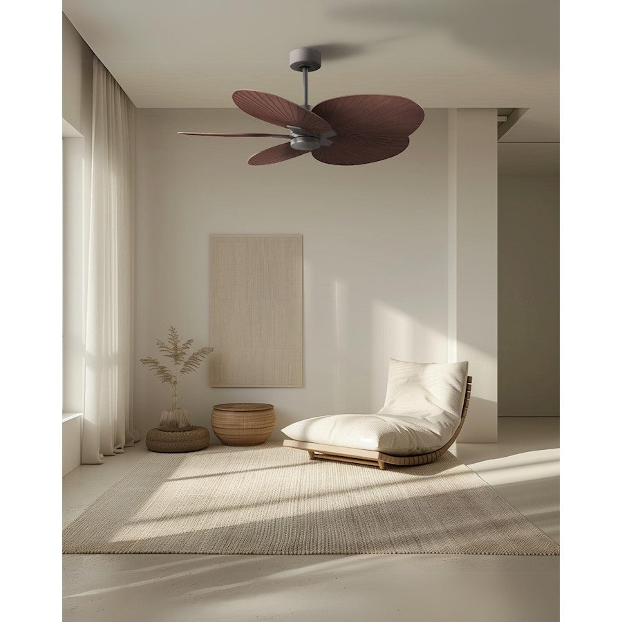 Matthews Fans Alessandra Tropical 48in 5-Blade Ceiling Fan | Transitional Brushed Nickel and Walnut Tone ABS | Covered Patio | Model AKTP-BN-WN