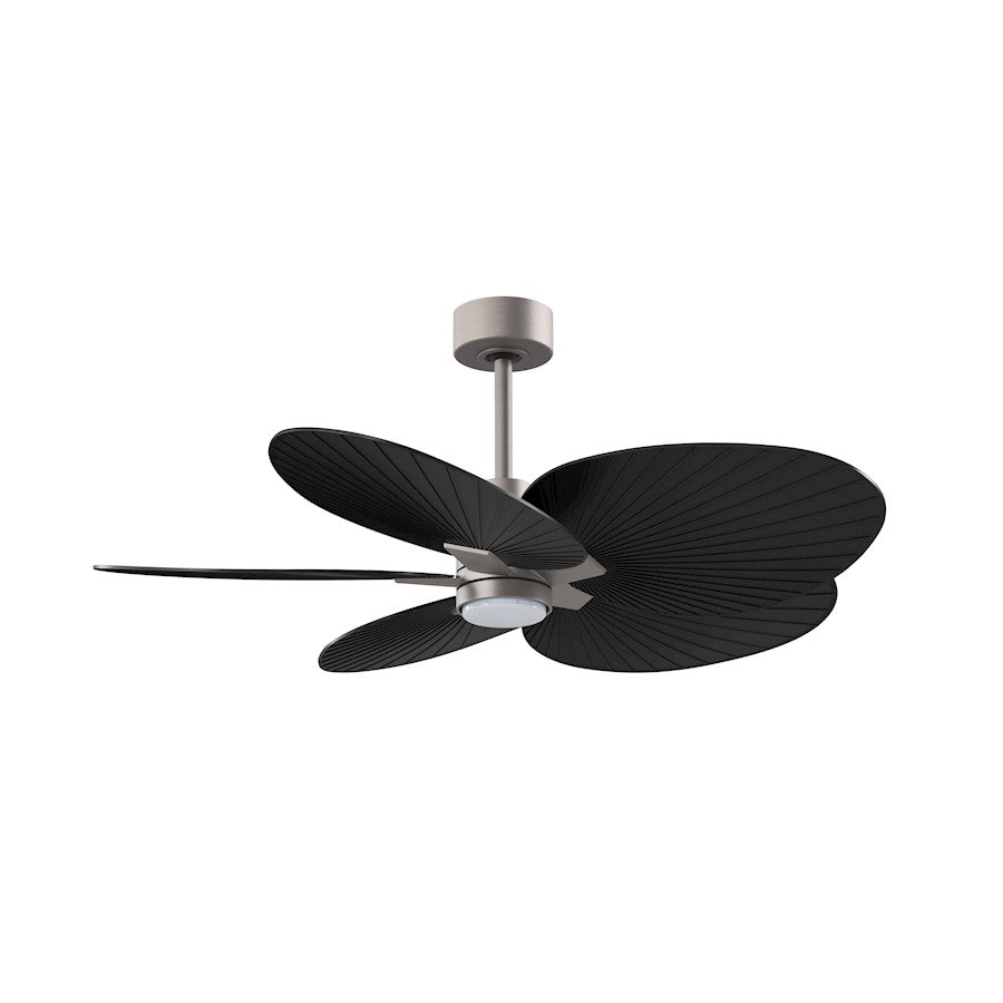 Matthews Fan Alessandra Tropical 48in 5-Blade Ceiling Fan | Transitional Brushed Nickel and Matte Black ABS | Covered Patio | Model AKTPLK-BN-BK