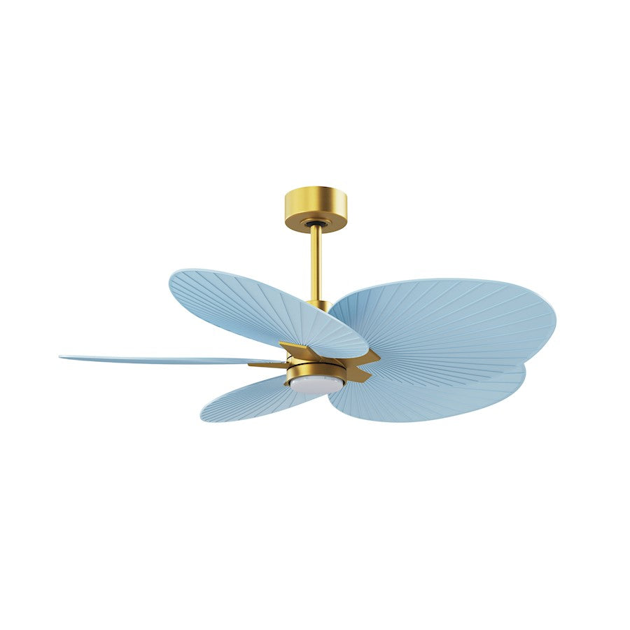 Matthews Fans Alessandra Tropical 48in 5-Blade Ceiling Fan | Brushed Brass and Light Blue ABS Blades | Covered Patio & Large | Model AKTPLK-BRBR-BL