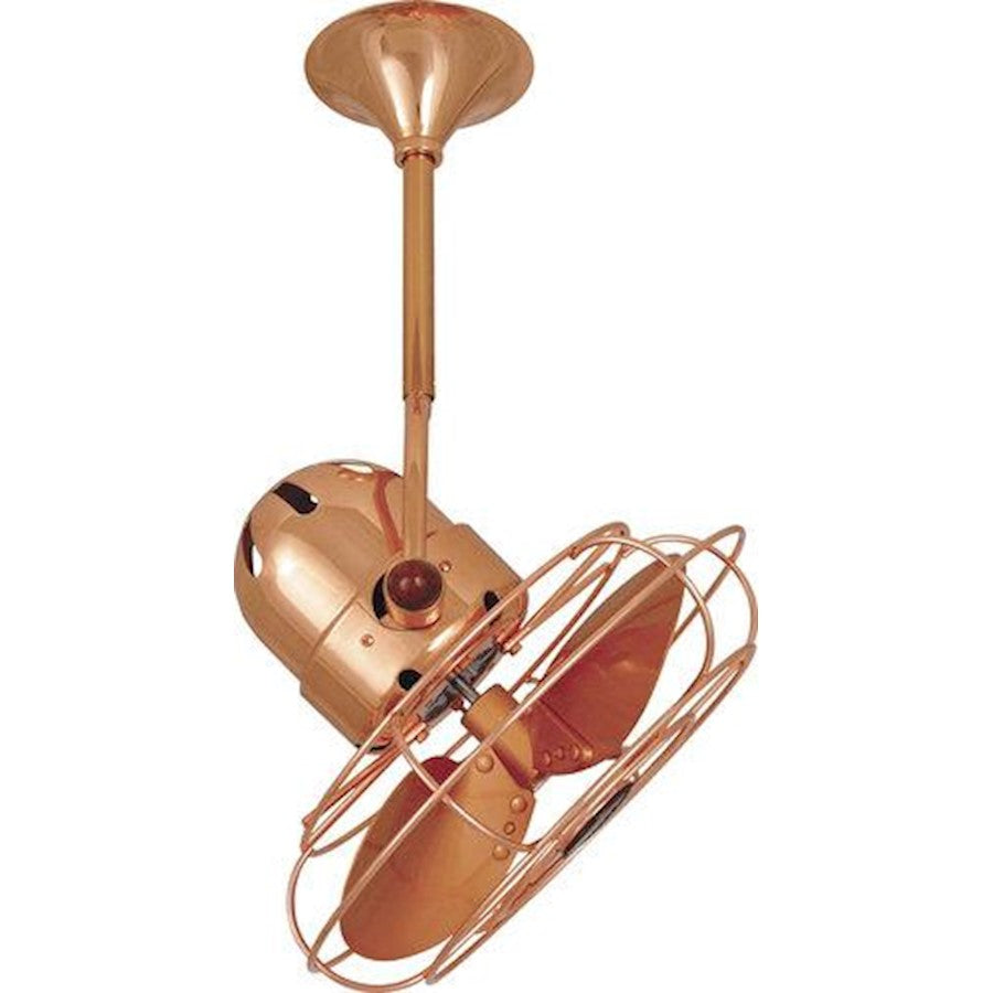 Matthews Fan Company Bianca Directional 16in Ceiling Fan | Polished Copper and Metal Blade | Covered Patio & Indoor Rooms | Model BD-CP-MTL