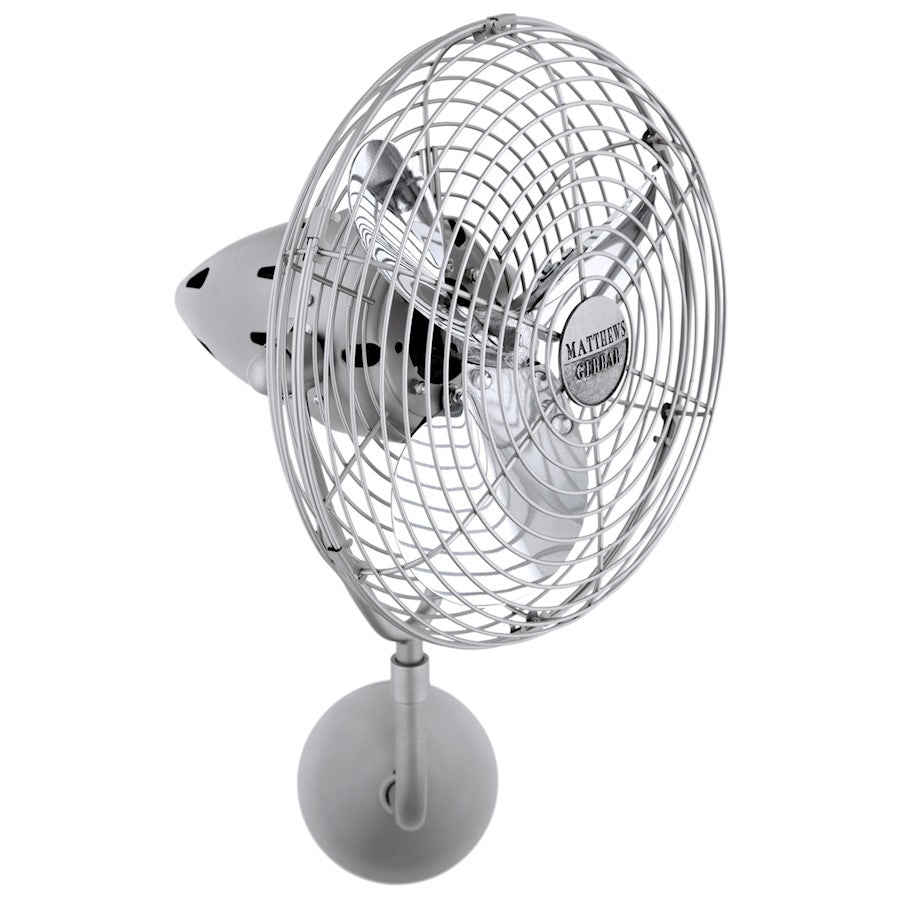 Matthews Fan Company Bruna Parede 19in Wall Fan | Brushed Nickel Steel and Metal Blade | Living Room & Bedroom | 13 x 21 x 16 in | Model BP-BN-MTL