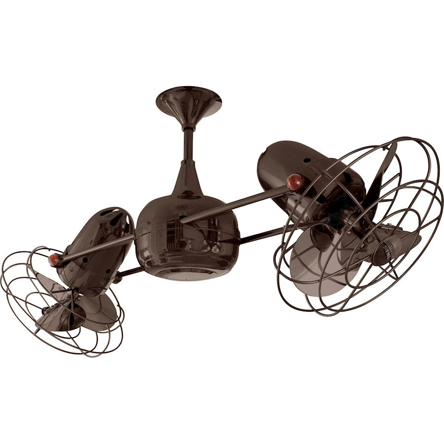 Matthews Fan Company Duplo Dinamico 36in Rotational Ceiling Fan | Bronzette Metal Blades | Covered Patio & Living Room | Model DD-BZZT-MTL