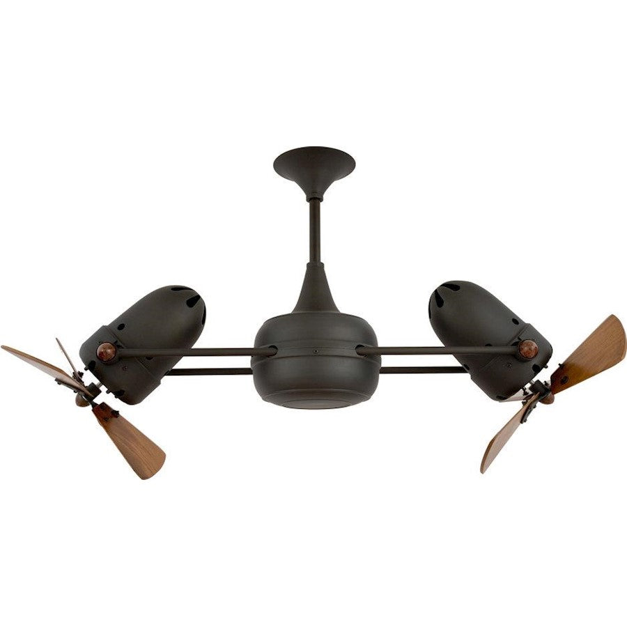 Matthews Fan Company Duplo Dinamico 36in Rotational Ceiling Fan | Bronzette and Mahogany Wood Blades | Covered Patio & Living Room | Model DD-BZZT-WD