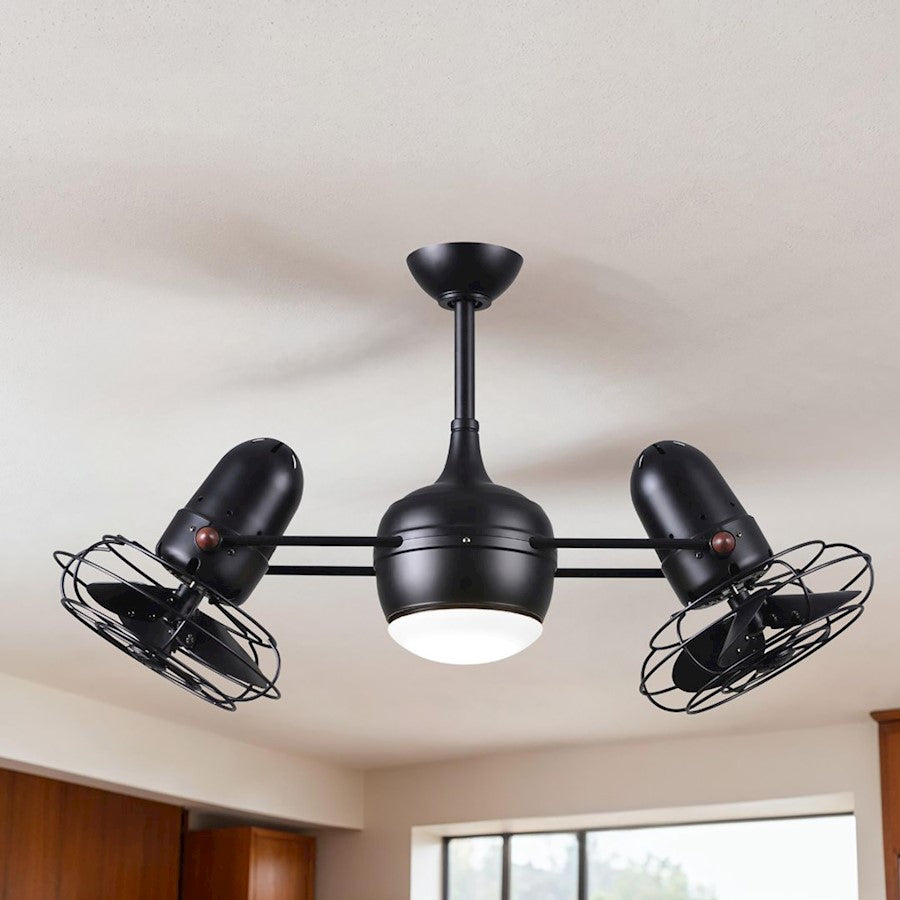 Matthews Fans Dagny LK 40in 6-Blade Rotational Ceiling Fan | Contemporary Matte Black and Metal | Living Room & Bedroom | Model DGLK-BK-MTL