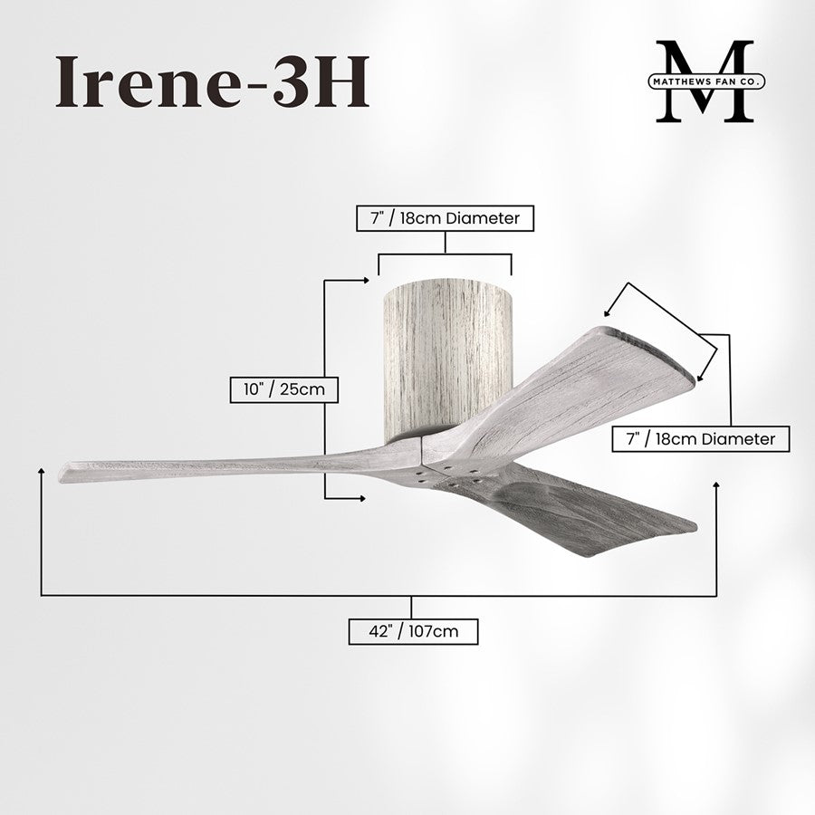 Matthews Fans Irene 3H 42in 3-Blade Ceiling Fan | Rustic Barnwood Solid Wood | Bedroom & Home Office | 42 x 42 x 10 in | Model IR3H-BW-BW-42