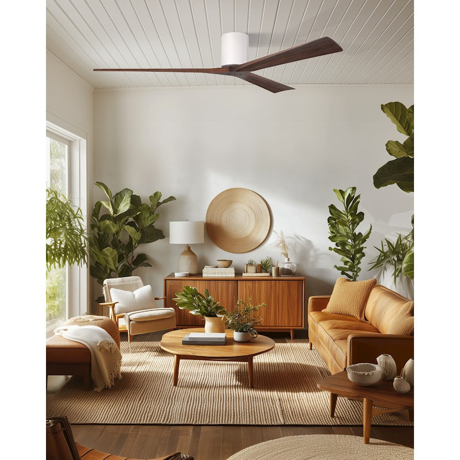 Matthews Fans Irene-3H 72in 3-Blade Ceiling Fan | Contemporary Gloss White and Walnut | Living Room & Bedroom | 72 x 72 x 10 in | Model IR3H-WH-WA-72