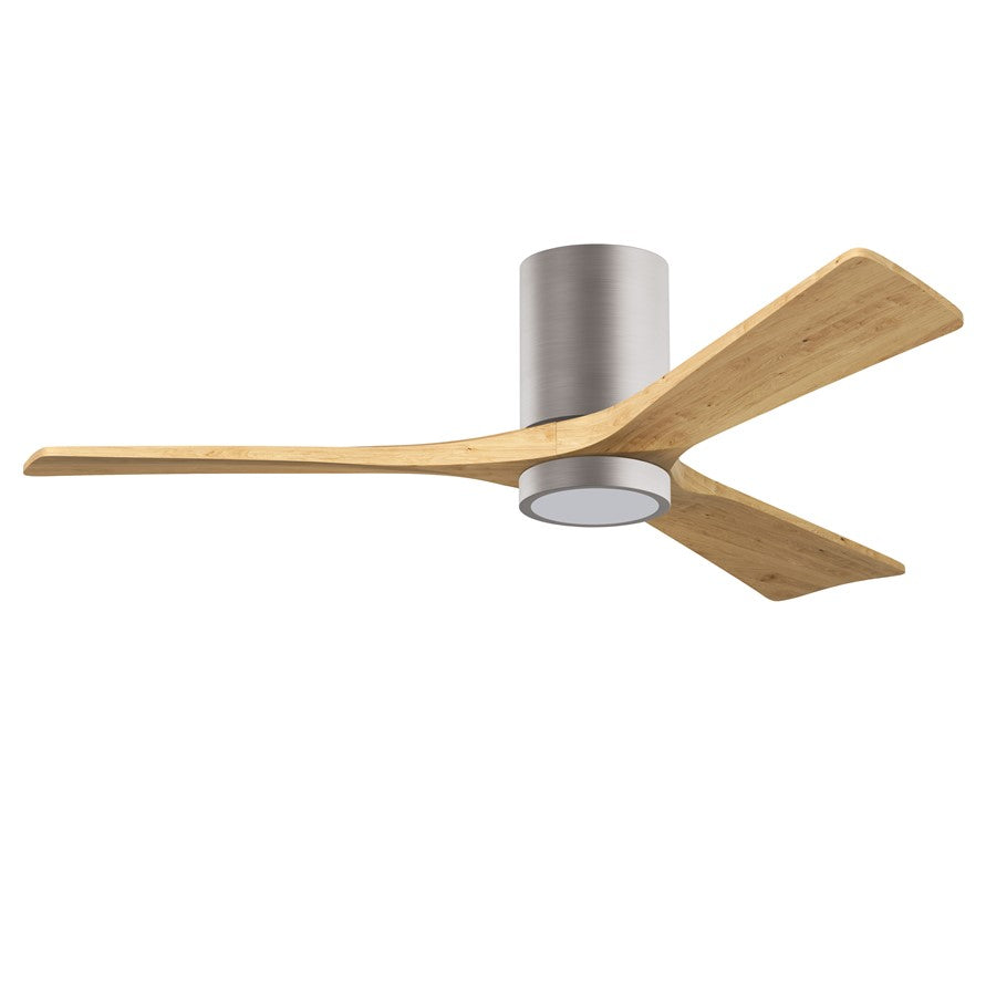 Matthews Fans Irene-3HLK 52in 3-Blade LED Ceiling Fan | Contemporary Brushed Nickel and Light Maple Solid Wood Blades | Model IR3HLK-BN-LM-52