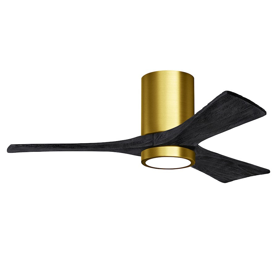 Matthews Fans Irene 3HLK 42in 3-Blade LED Ceiling Fan | Contemporary Brushed Brass and Matte Black Solid Wood | Living Room | Model IR3HLK-BRBR-BK-42