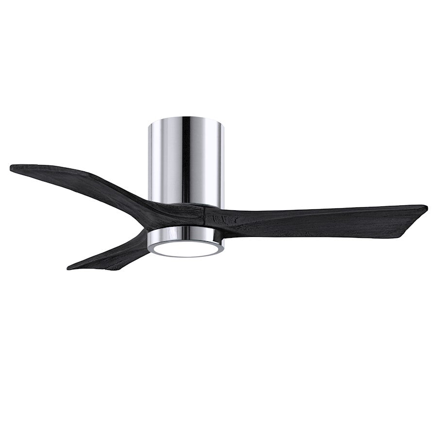 Matthews Fans Irene-3HLK 42in 3-Blade LED Ceiling Fan | Contemporary Polished Chrome and Matte Black Wood Blades | Bedroom | Model IR3HLK-CR-BK-42