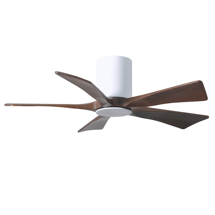 Matthews Fan Irene-HLK 42in 5-Blade Flush Mount Ceiling Fan | Gloss White and Walnut Solid Wood Blades | Bedroom & Living | Model IR5HLK-WH-WA-42