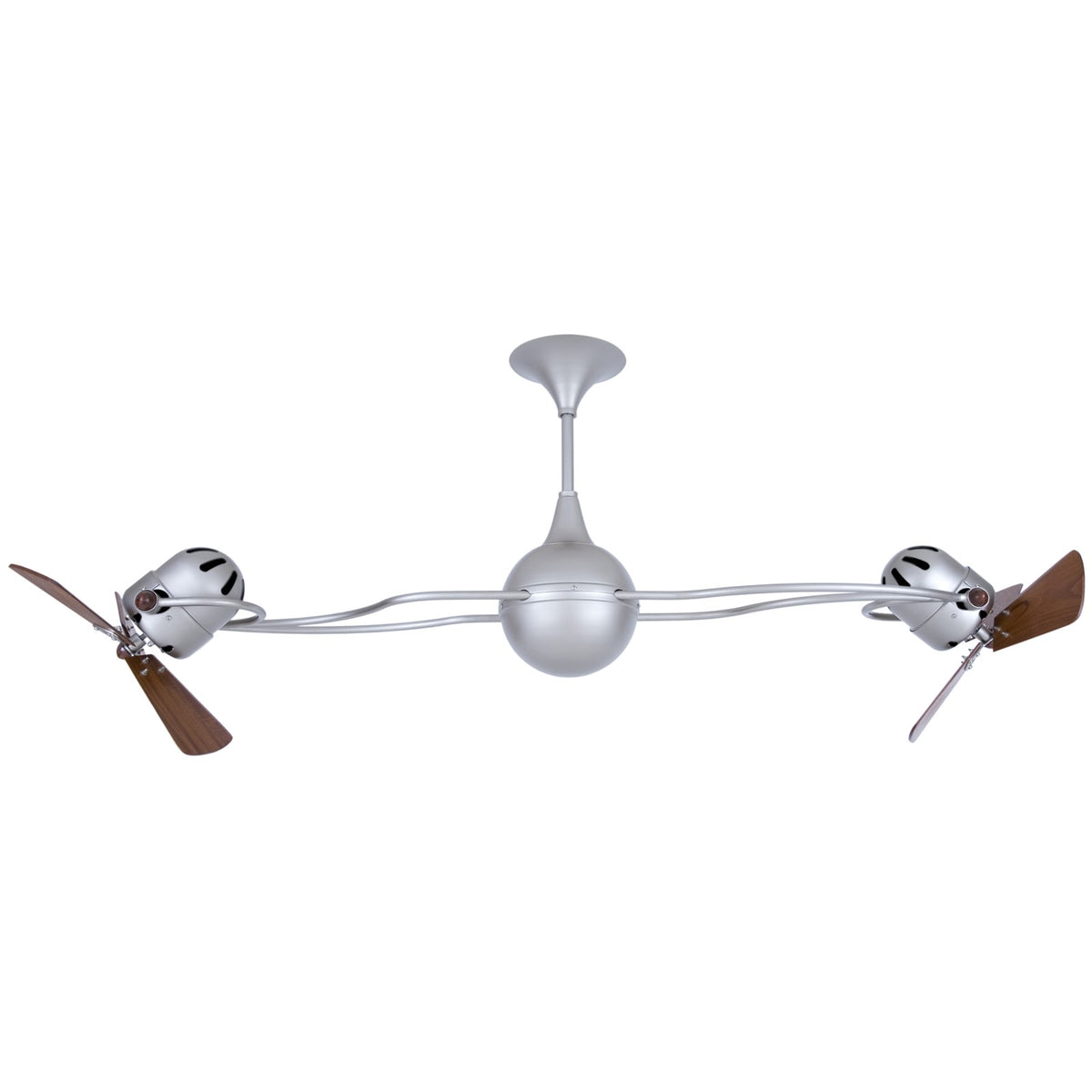 Matthews Fan Company Italo Ventania 62in Damp Ceiling Fan | Brushed Nickel and Mahogany Wood Blades | Covered Patio & Sunroom | Model IV-BN-WD-DAMP
