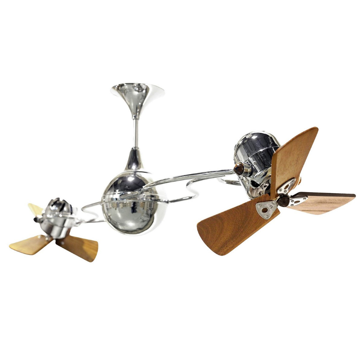 Matthews Fan Company Italo Ventania 53in Chrome Wood Ceiling Fan | Handmade Steel with Mahogany Blades | Covered Patio & Living | Model IV-CR-WD-DAMP