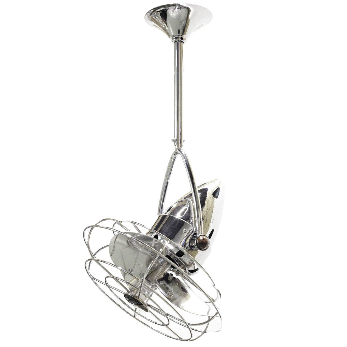 Matthews Fan Company Jarold Directional 16in Ceiling Fan | Chrome Steel and Metal Blades | Indoor & Covered Patio | Model JD-CR-MTL-DAMP