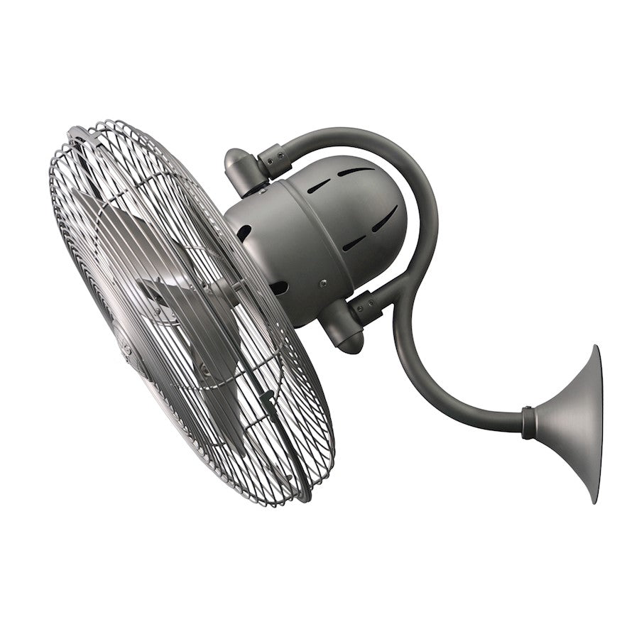 Matthews Fan Laura 16in Wall Fan | Textured Bronze Cast Aluminum and Steel | Bedroom & Covered Patio | 16 x 14.5 in | Model LL-TB