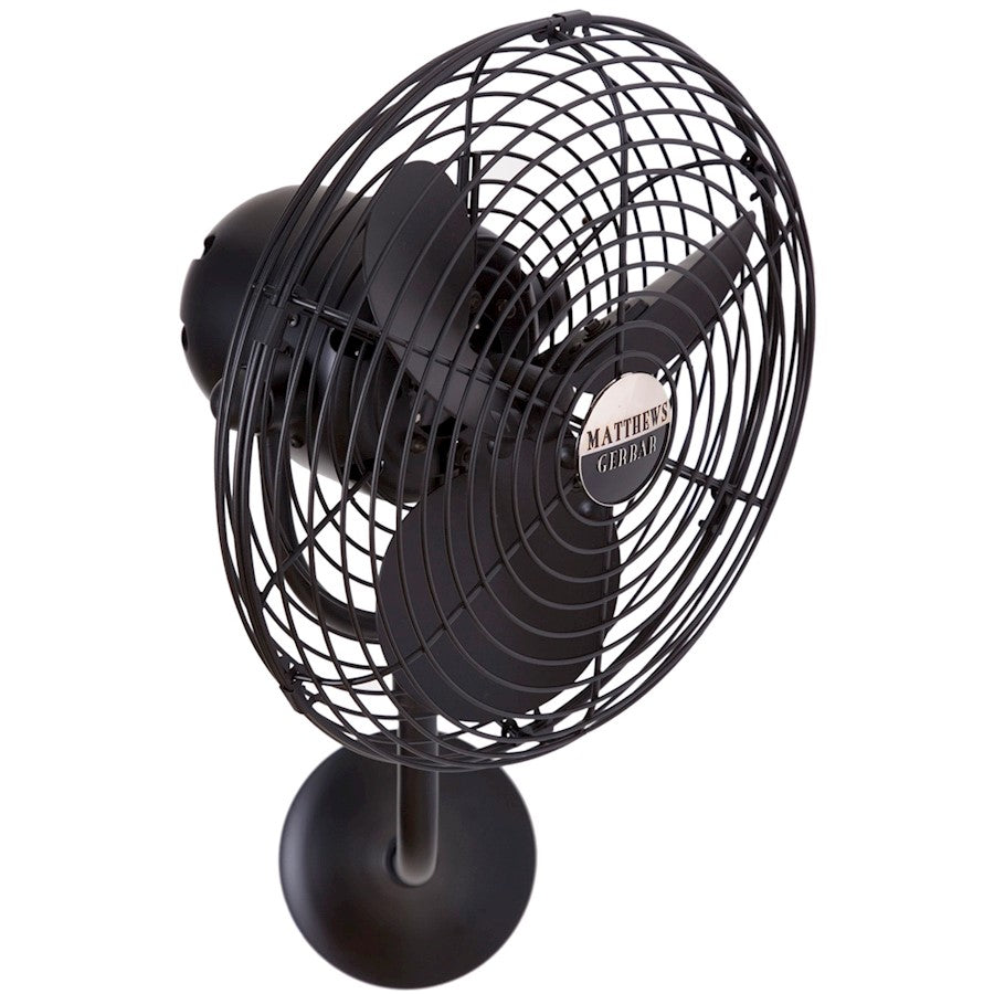 Matthews Fan Company Michelle Parede 19in Directional Wall Fan | Matte Black Metal | Indoor & Covered Patio | 13 x 20 x 16 in | Model MP-BK-MTL