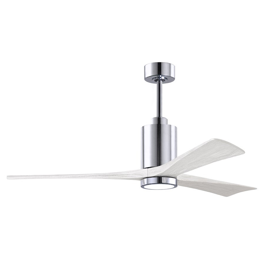 Matthews Fans Patricia 3 60in 3-Light LED Ceiling Fan | Contemporary Polished Chrome and Matte White Solid Wood Blades | Living | Model PA3-CR-MWH-60