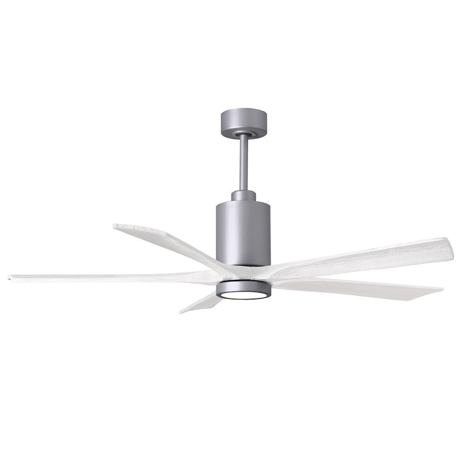 Matthews Fans Patricia-5 60in 5-Blade Ceiling Fan | Brushed Nickel and Matte White Solid Wood | Great Rooms & Covered Patios | Model PA5-BN-MWH-60