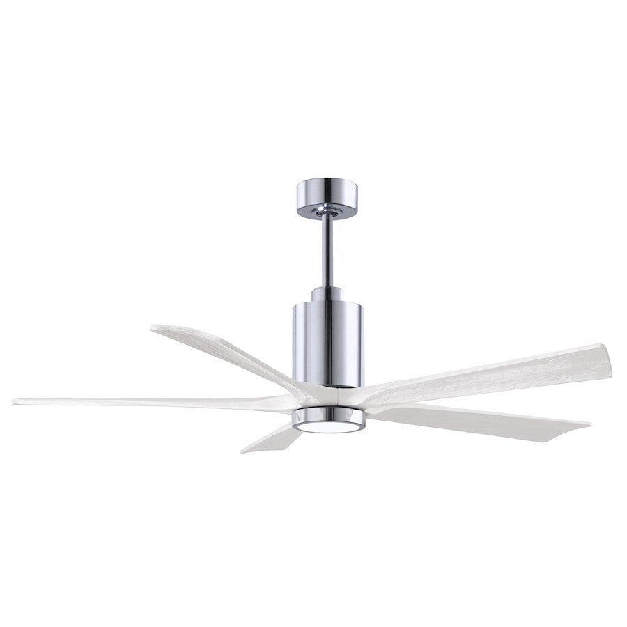 Matthews Fans Patricia-5 60in 5-Blade Ceiling Fan | Contemporary Polished Chrome and Matte White Solid Wood | Great Rooms | Model PA5-CR-MWH-60