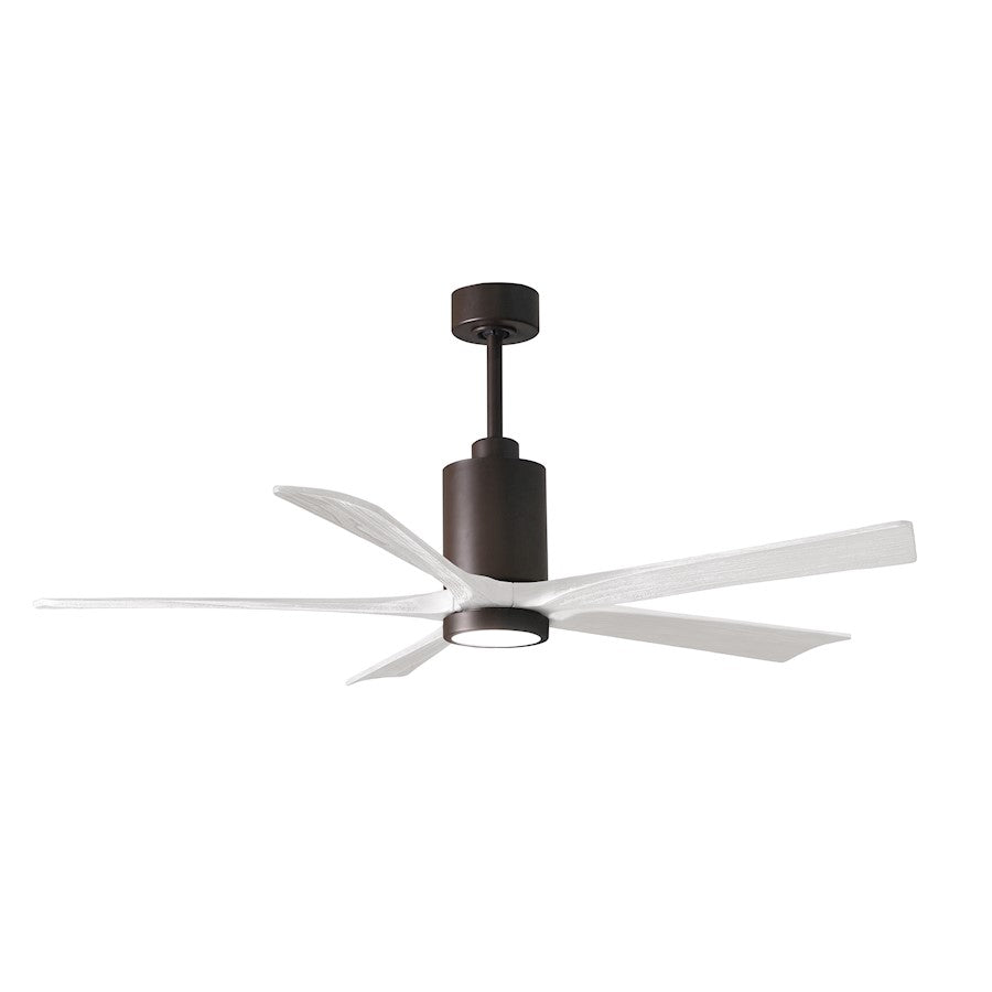 Matthews Fans Patricia 5 60in 5-Blade LED Ceiling Fan | Contemporary Textured Bronze and Matte White Solid Wood | Living Room | Model PA5-TB-MWH-60