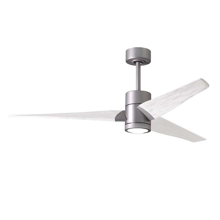 Matthews Fans Super Janet 60in 1-Light Ceiling Fan | Contemporary Brushed Nickel and Matte White Wood | Large Living Room | Model SJ-BN-MWH-60