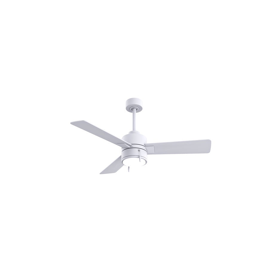 Matthews Fan Steven 42in 3-Blade Ceiling Fan | Contemporary Matte White and Plywood Blades | Bedroom & Living Room | Model SS-MWH-MWH-42