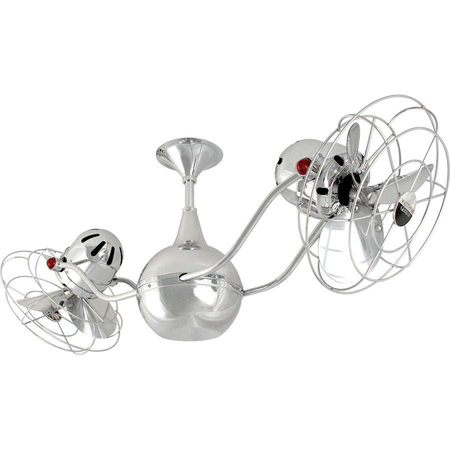 Matthews Fan Company Vent Bettina 42in Rotational Ceiling Fan | Chrome Steel and Mahogany Wood | Indoor & Covered Patio | Model VB-CR-WD