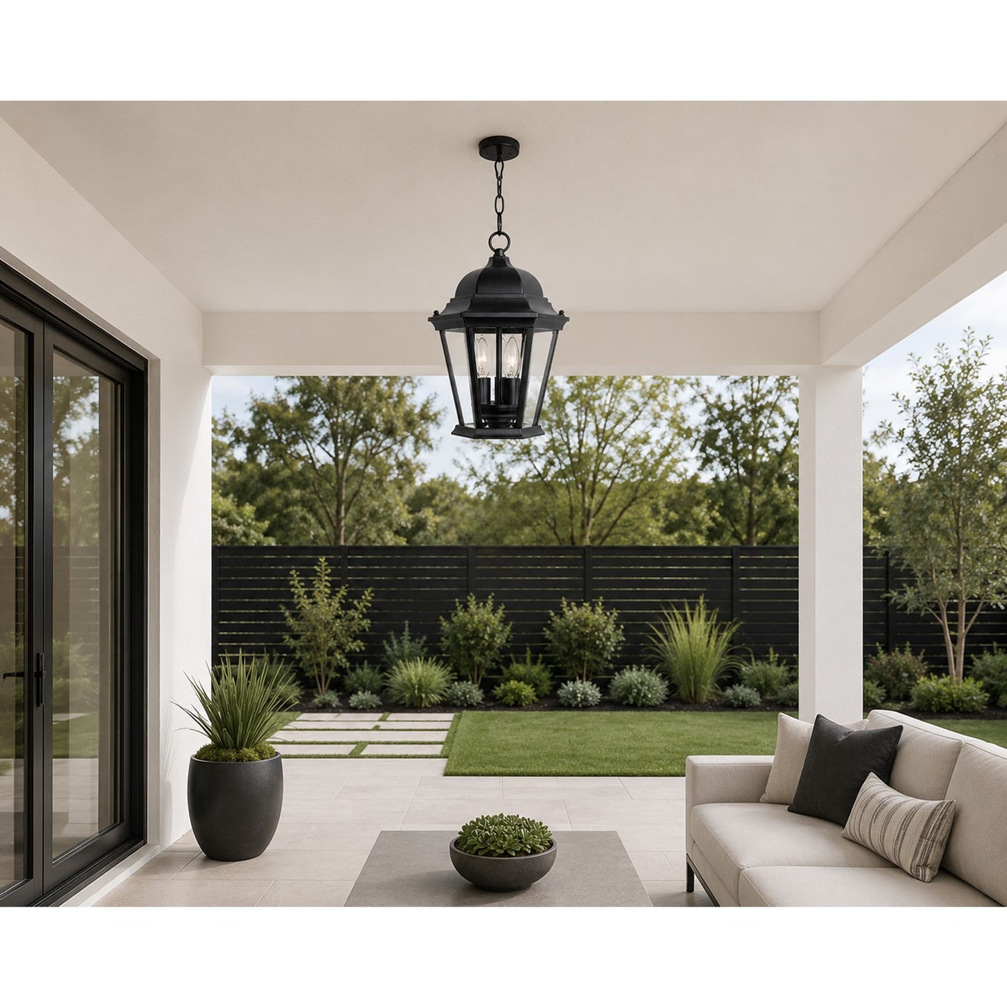 Maxim Westlake Cast 3-Light Outdoor Hanging Lantern, Black