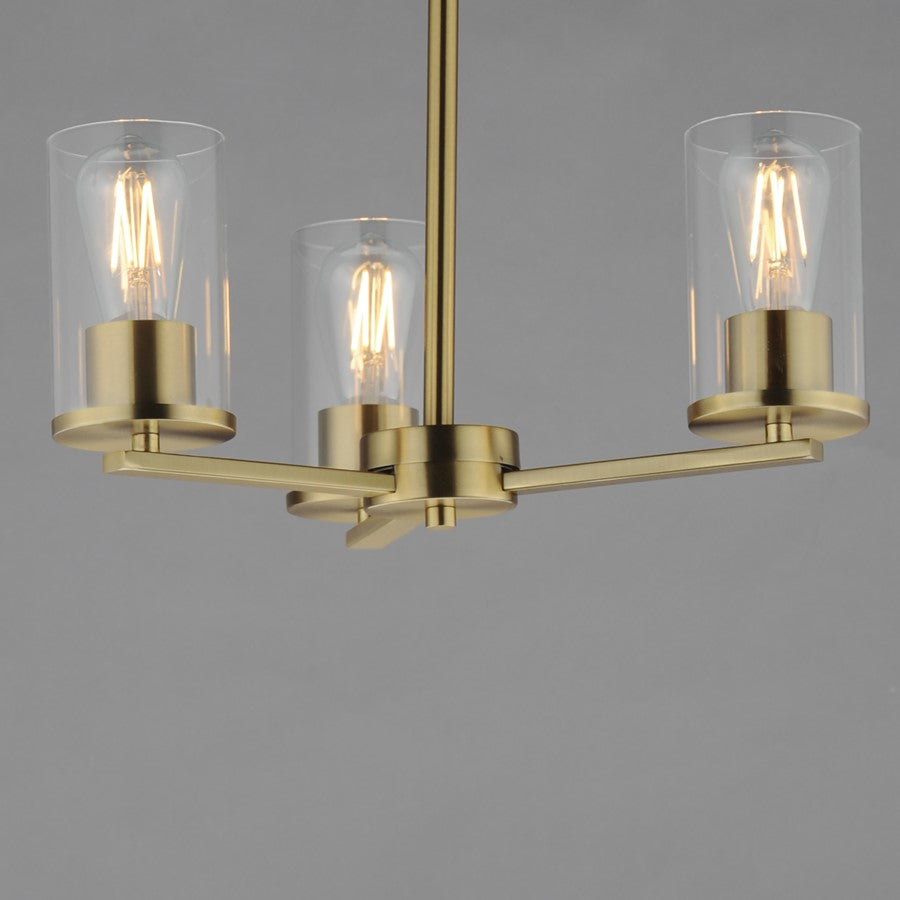 Maxim Lighting Lateral 3 Light 18" Chandelier, Satin Brass/Clear
