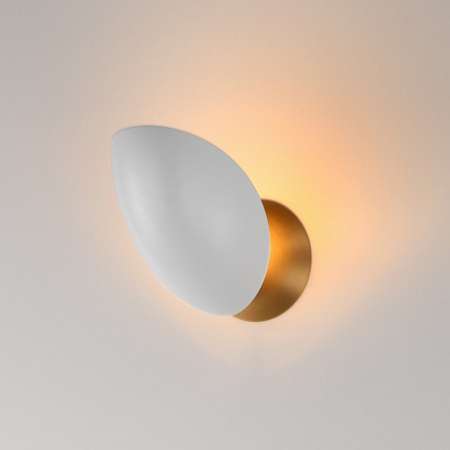 Maxim Lighting Maris 1Lt 8" Wall Sconce, White/Natural Aged Brass