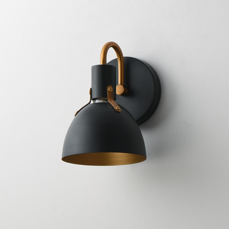 Maxim Lighting Dusk 1 Light 8.75" Bath Vanity, Black/Antique Brass