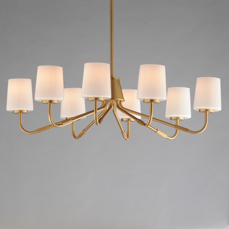 Maxim Lighting Durham 8 Light Chandelier, Natural Aged Brass/White