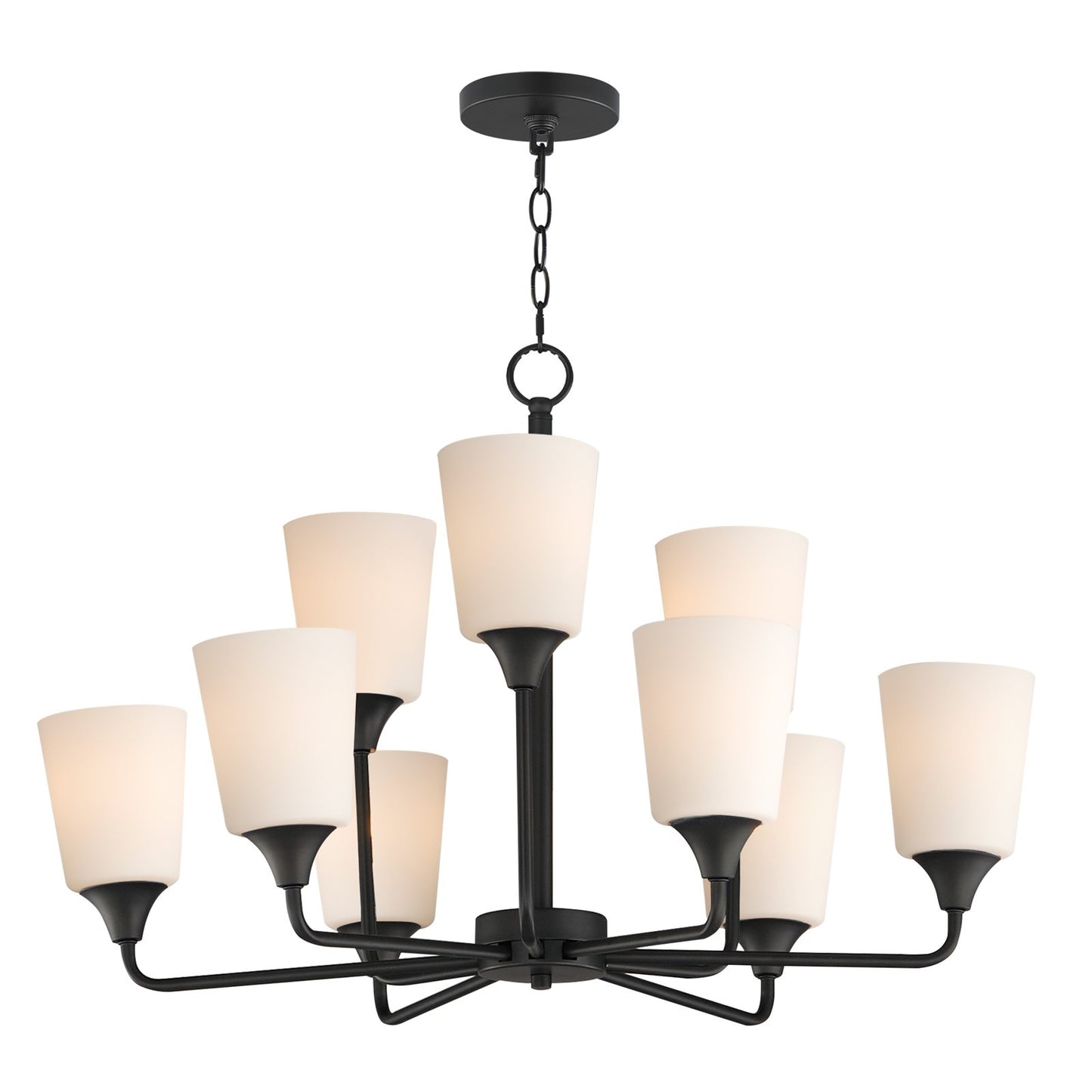 Maxim Lighting Hudson 9Lt 19.25" Multi-Tier Chandelier, Black/White