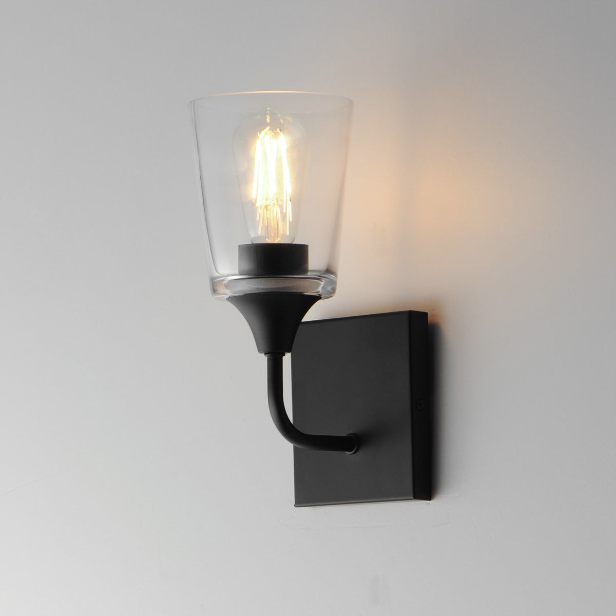 Maxim Lighting Hudson 1 Light 11" Wall Sconce, Black/Clear - 12881CLBK