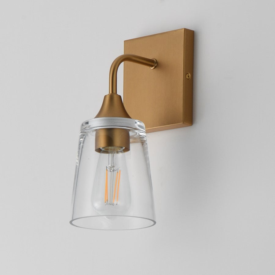 Maxim Lighting Hudson 1Lt 11" Wall Sconce, Natural Aged Brass/Clear