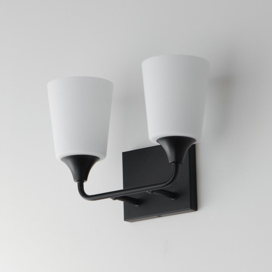 Maxim Lighting Hudson 2 Light 9.75" Bath Vanity, Black/Satin White