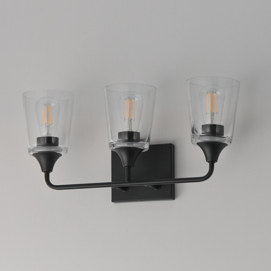 Maxim Lighting Hudson 3 Light 9.75" Bath Vanity, Black/Clear