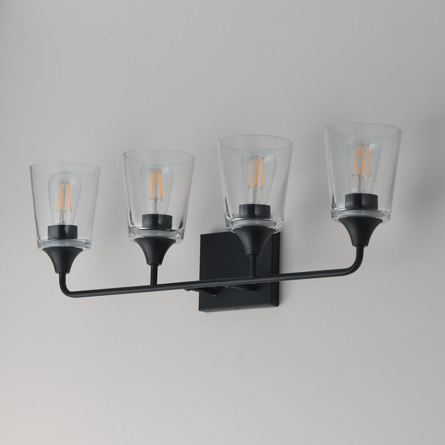 Maxim Lighting Hudson 4 Light 9.75" Bath Vanity, Black/Clear
