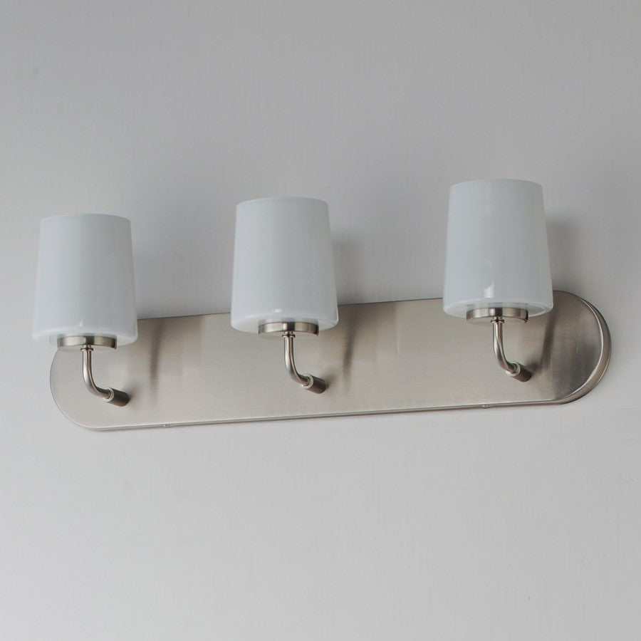 Maxim Lighting Durham 3 Light Bath Vanity, Satin Nickel/White