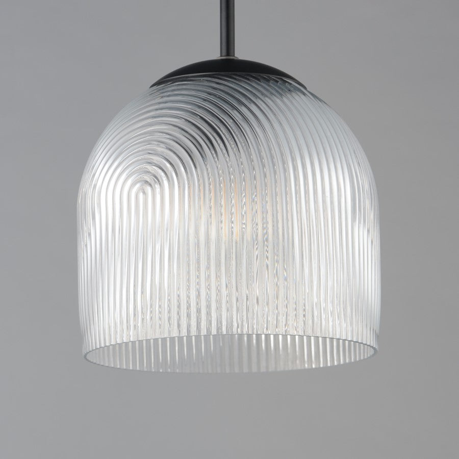 Maxim Lighting Dune 1 Light Single Pendant, Black/Clear Ribbed
