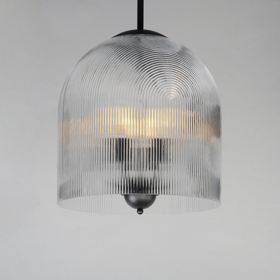 Maxim Lighting Dune 4 Light Single Pendant, Black/Clear Ribbed