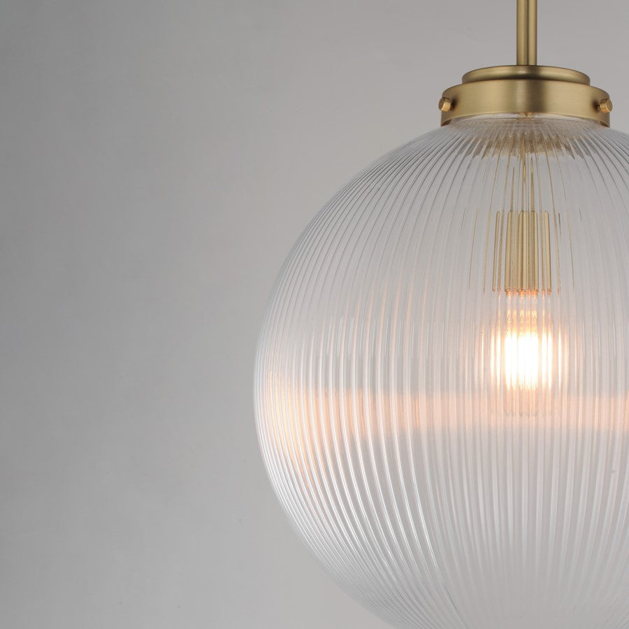 Maxim Lighting Kasbah 1 Light 16" Pendant, Satin Brass/Clear Ribbed
