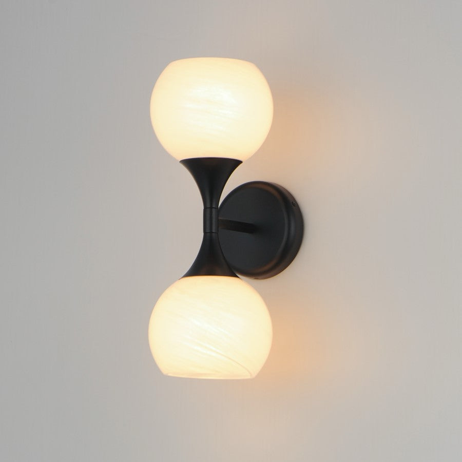 Maxim Lighting Neve 2 Light Wall Sconce, Black/Marble